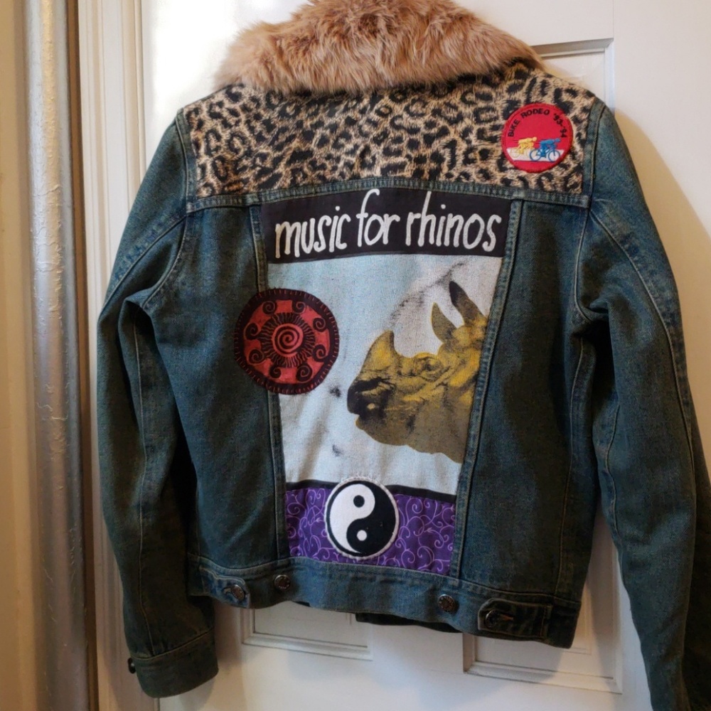 Denim Jacket Handmade Patchwork Rabbit Collar